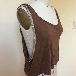 LF Beaded Gold and Brown top
